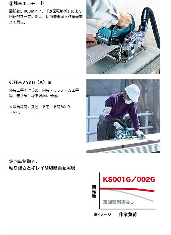 マキタ 125mm 充電式防じんマルノコ KS002GRDX バッテリBL4025x2本+充電器DC40RA+ケース付 チップソー別売 40Vmax対応 makita 特_4