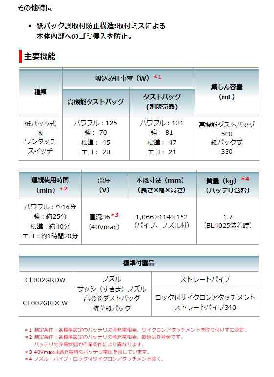 マキタ) 充電式クリーナ CL002GZCO オリーブ 本体+ロック付サイクロン