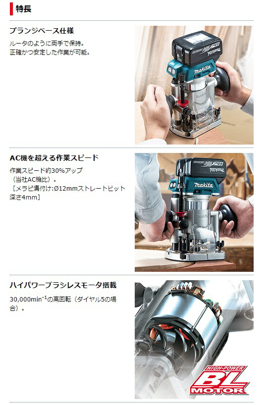 マキタ 充電式トリマ RT51DZ+バッテリBL1860B+充電器DC18WC付 18V対応 makita 当店オリジナルセット品_1