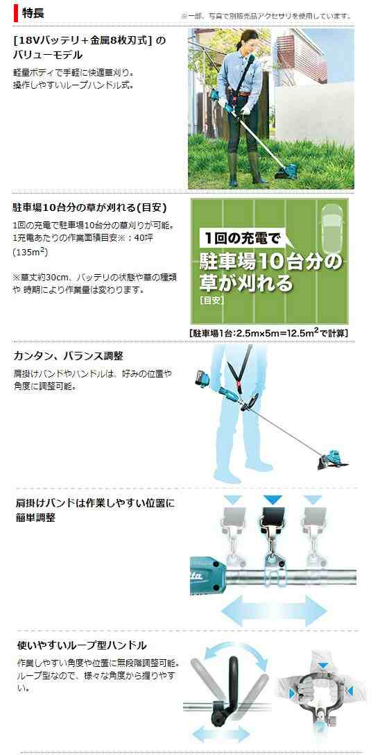 マキタ 充電式草刈機 MUR194DZ 本体のみ 刈込幅φ200mm 金属8枚刃式 18V対応 makita 大型製品 セット品バラシの通販はau  PAY マーケット カナジンau PAY マーケット店 au PAY マーケット－通販サイト