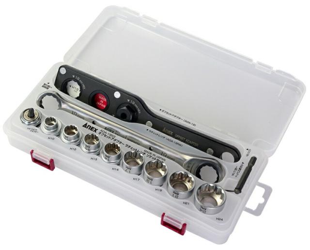 アネックス オフセットアダプターラチェットレンチソケットセット AOA-19S3 ANEX 兼古製作所 278700 在庫の通販は
