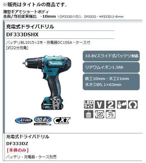 マキタ) 充電式ドライバドリル DF333DZ 本体のみ 10.8Vスライド式