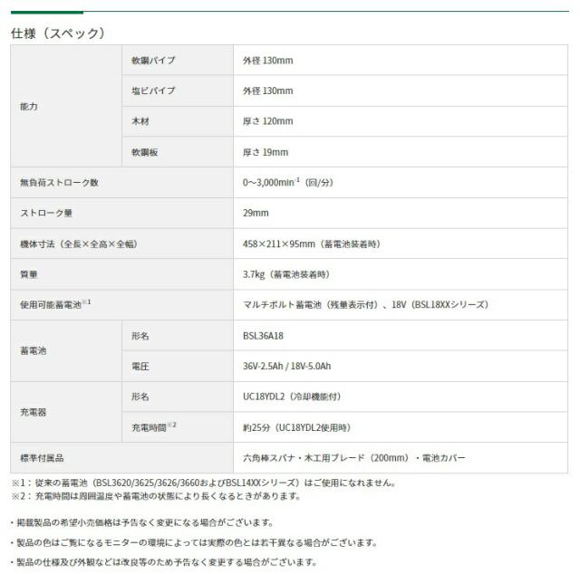 HiKOKI 18V コードレスセーバソー CR18DB(XP) マルチボルト(BSL36A18)+急速充電器+ケース付 18V対応 ハイコーキ 日立_4