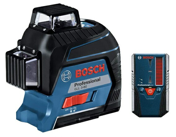☆ ボッシュ レーザー墨出し器 GLL3-80NKIT 受光器(LR6)+ケース付 水平4ライン・垂直4ライン・鉛直・地墨 BOSCH 在庫