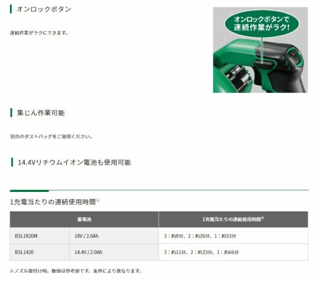 HiKOKI コードレスブロワ RB18DC(BCL) バッテリ(BSL1820M)+急速充電器