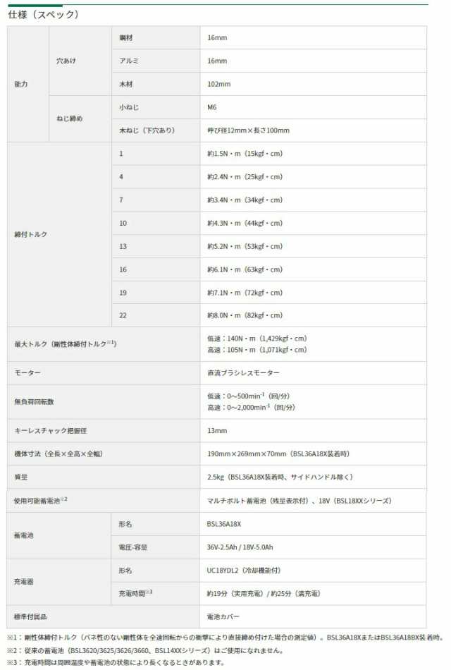 HiKOKI コードレスドライバドリル DS18DC(2XPZ) バッテリ(BSL36A18X)x2