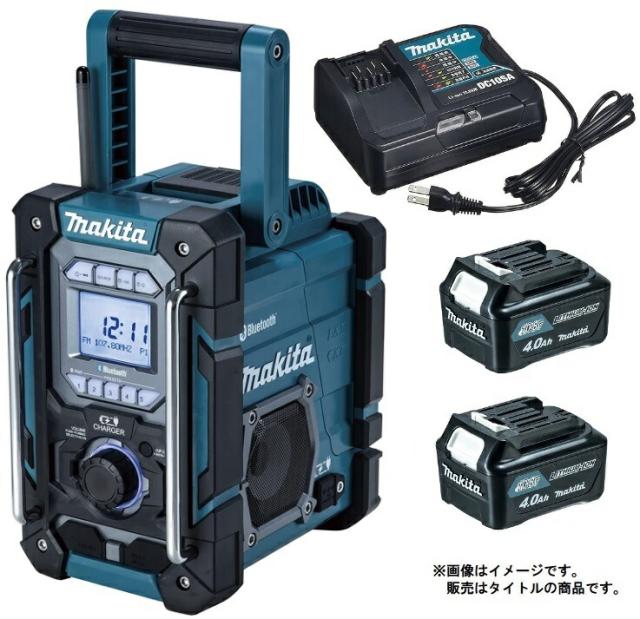 マキタ 充電機能付ラジオ MR300(青)+バッテリBL1040Bx2個+充電器DC10SA付 AC100V/10.8V/14.4V/18V対応 makita オリジナルセット品