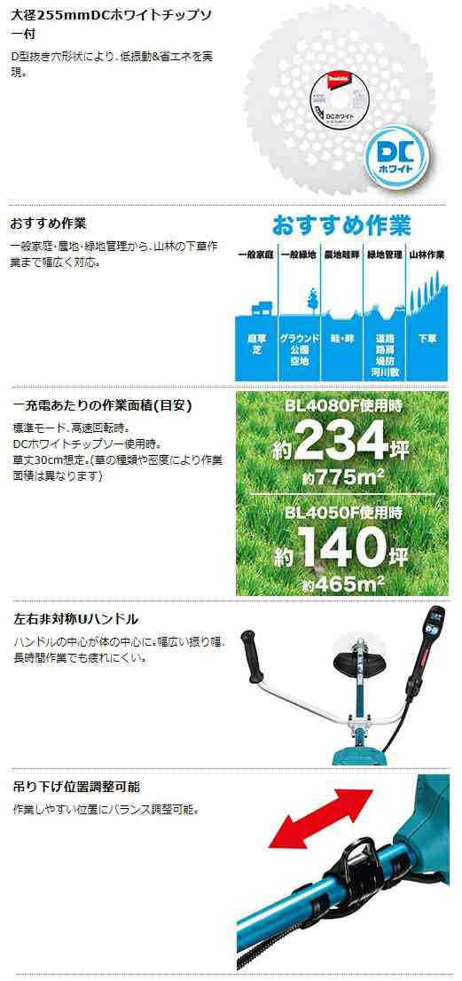 マキタ) 充電式草刈機 Uハンドル 左右非対称 MUR013GZ 本体のみ 草刈刃φ255mm 40Vmax対応 makita 大型製品の通販はau  PAY マーケット カナジンau PAY マーケット店 au PAY マーケット－通販サイト