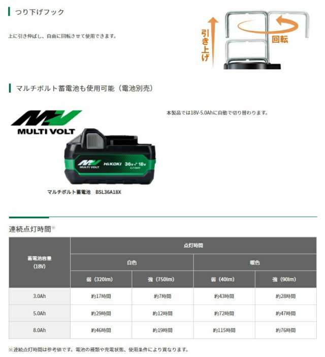 HiKOKI 14.4V/18V コードレスランタン UB18DF(NN) 本体のみ 日立