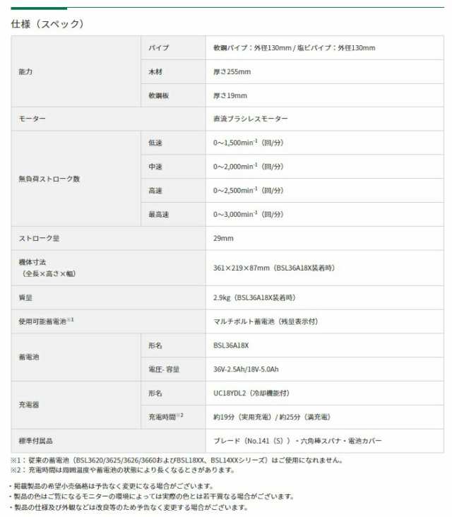 HiKOKI マルチボルト(36V)コードレスセーバソー CR36DMA(2XPZ) フル