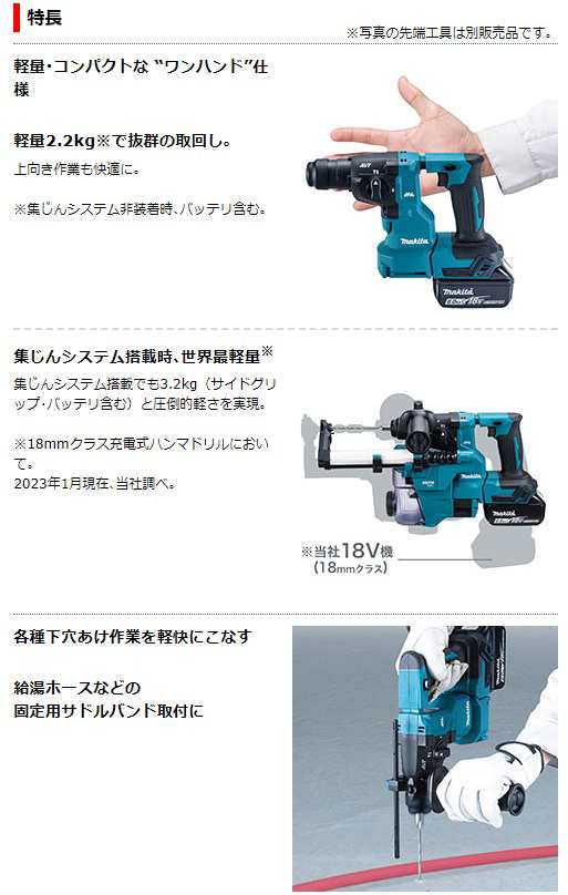 マキタ) 18mm 充電式ハンマドリル HR183DZKV 集じんシステム付 ケース