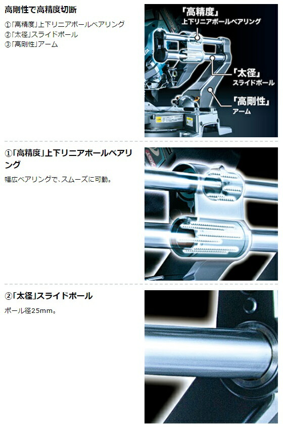 マキタ 充電式スライドマルノコ LS009GZ 本体+鮫肌チップソー付 ノコ径165mm 最大切断能力:高さ51x幅312mm 40Vmax対応 makita 特_3