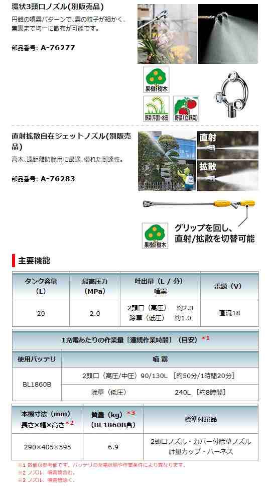 マキタ 充電式噴霧器 MUS156DZ (本体のみ) - 4