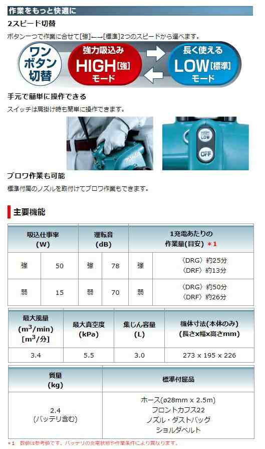 マキタ 充電式小型集じん機 VC350DRG バッテリBL1860B+充電器DC18RF 18V対応 makita オリジナルセット品