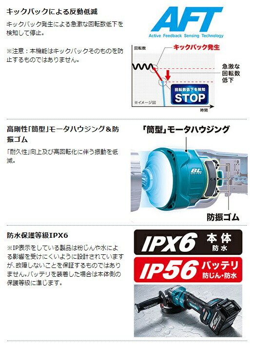 (マキタ) 充電式ディスクグラインダ パドルスイッチ GA054GZ 本体のみ 外径150mm 40Vmax対応 makita_3