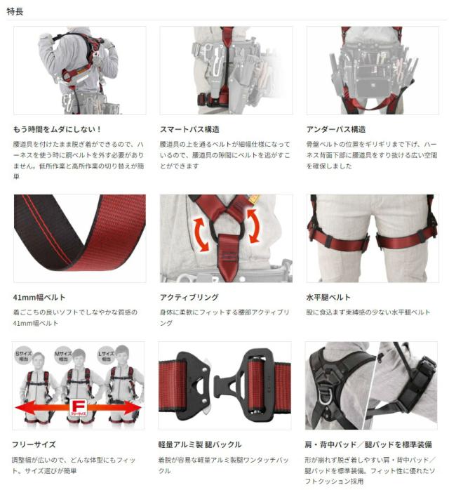 〇 新規格 タジマ ハオルハーネスHA 赤 AHAF-RE TJMデザイン TAJIMA 267399 ’_4
