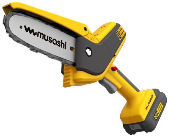 ムサシ 充電式ハンディチェーンソー HCS-6000 チェーン刃90PX-28 強力バッテリー18V musashi ’の通販は