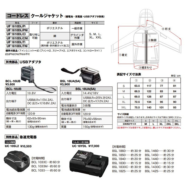 (HiKOKI) 急速充電器 10.8V専用 UC10SL2 コードレスクールジャケットUF1810DL使用可能 ハイコーキ 日立_1