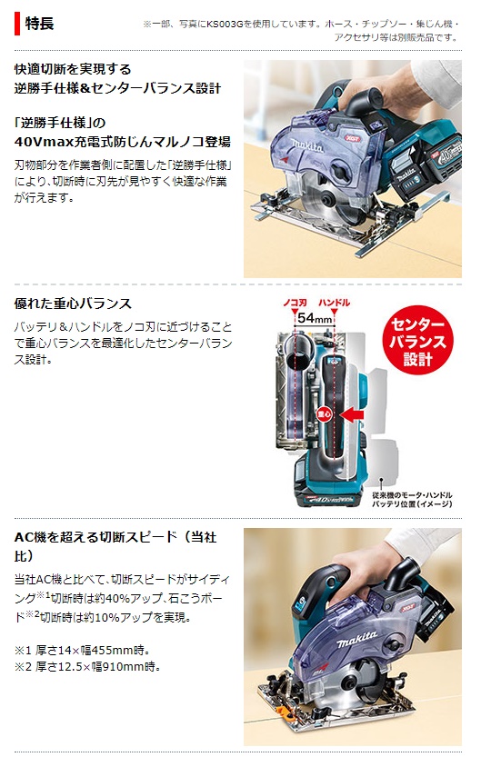 マキタ 125mm 充電式防じんマルノコ KS004GRDX バッテリBL4025x2本+充電器DC40RA+ケース付 チップソー別売 40Vmax対応 makita 特_2