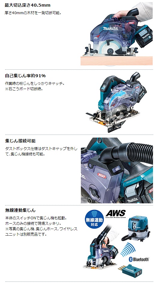 マキタ 125mm 充電式防じんマルノコ KS004GRDX バッテリBL4025x2本+充電器DC40RA+ケース付 チップソー別売 40Vmax対応 makita 特_4