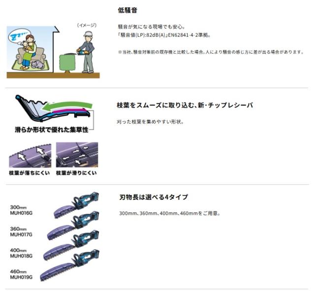 (マキタ) MUH019GZ 充電式ヘッジトリマ 本体のみ 刃物長460mm 両刃式 偏角拝み刃 40Vmax対応 makita_5