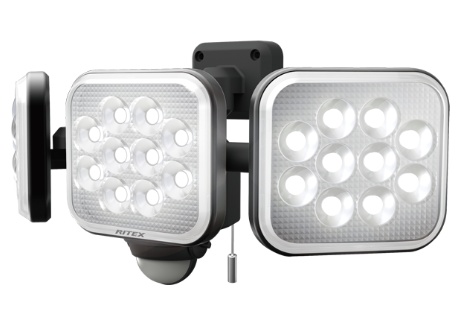 ムサシ LED-AC3042 14Wx3灯 フリーアーム式LEDセンサーライト 屋外向け RITEX musashi ’