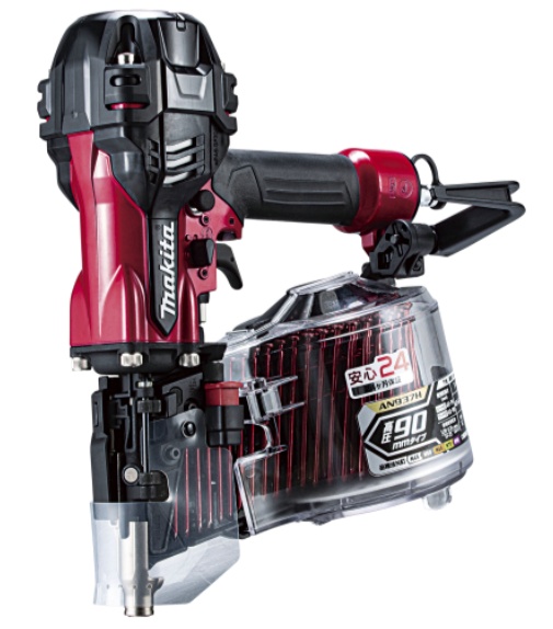 (マキタ) AN937H 90mm高圧エア釘打 赤 プラスチックケース付 エアダスタ付 makita