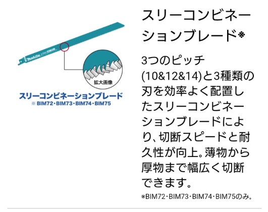 (マキタ) A-78380 レシプロソーブレード BIBlue レシプロ刃 50枚入 全長300mm BIM75 スリーコンビネーション makita ●_2