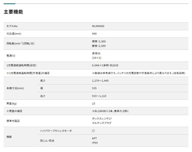 (マキタ) 充電式芝刈機 MLM466DZ 本体のみ 刈込幅460mm マルチング可能 18Vx2=36V makita 大型製品_5
