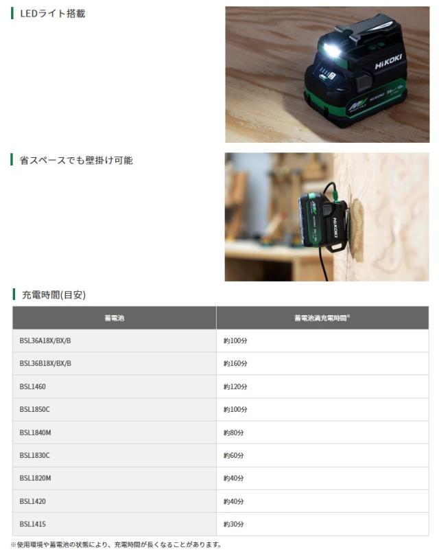 HiKOKI USB対応充電器 UC18DA(NM)+バッテリBSL36A18BX付 純正 ハイコーキ 日立 当店オリジナルセット_2