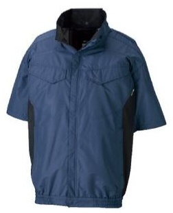 ND-1163 ネイビー 脇ファン 半袖 3Dエリ 脱着フード対応 服地のみ スーパーチタン加工 NSP Nクールウェア 小型便