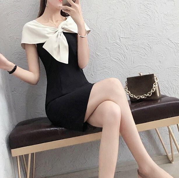 ドレス リボン ショルダー モノトーン タイトワンピース シンプル お呼ばれ パーティー 結婚式の通販はau Pay マーケット Evergreen エバーグリーン