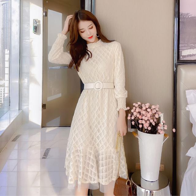 シアーワンピース 春 大人 ハイネック 長袖 ミモレ丈 ミディ 透け感 シースルー ウエストマーク ウエストベルト ハイウエスト ホワイト の通販はau Pay マーケット Evergreen エバーグリーン