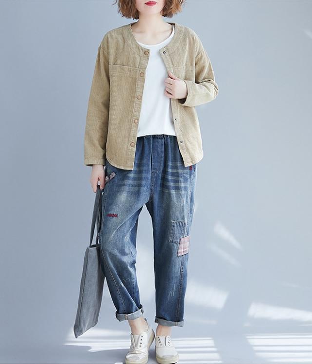 シャツジャケット レディース アウター コーデュロイ ノーカラー 長袖 春 レディース カジュアル こなれ感 着まわしの通販はau Pay マーケット Evergreen エバーグリーン