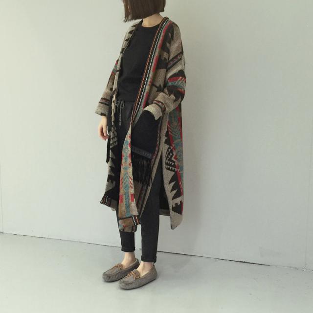 ロングカーディガン レディース 冬 コーディガン レディース ロング オルテガ柄 長袖 ノーカラーコート カジュアル きれいめ マルチカラの通販はau Pay マーケット Evergreen エバーグリーン