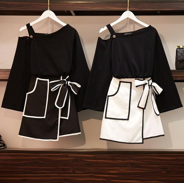 セットアップ レディース 大きいサイズ セットアップ ミニスカート モノトーン 上品 長袖 ワンショルダー 肩見せ シンプルの通販はau Pay マーケット Evergreen エバーグリーン