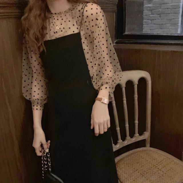 セットアップ レディース 春 オールインワン サロペット レディース ブラウス レディース 長袖 シースルー ドットブラウス キャミワンピ の通販はau Pay マーケット Evergreen エバーグリーン