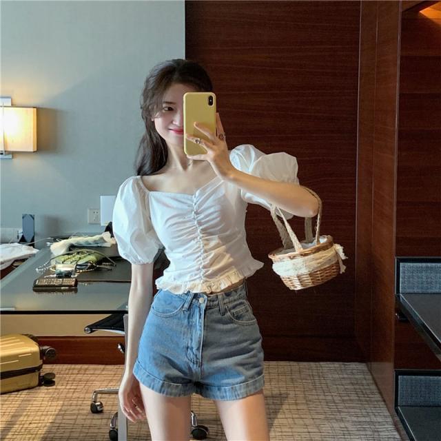 レディース トップス 半袖 レディース シャツ ブラウス 半袖 ブラウス シャツ パフスリーブ コットン 半袖 Vネック ショート丈 通勤 上品の通販はau Pay マーケット Evergreen エバーグリーン