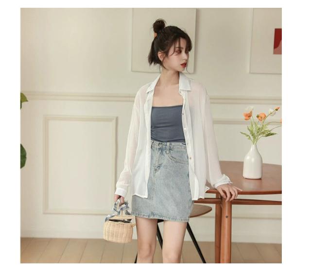 ブラウス レディース シースルー レディース シャツ ブラウス 長袖 ブラウス レディース 長袖 白 シアーシャツ 透け感 ロングシャツの通販はau Pay マーケット Evergreen エバーグリーン