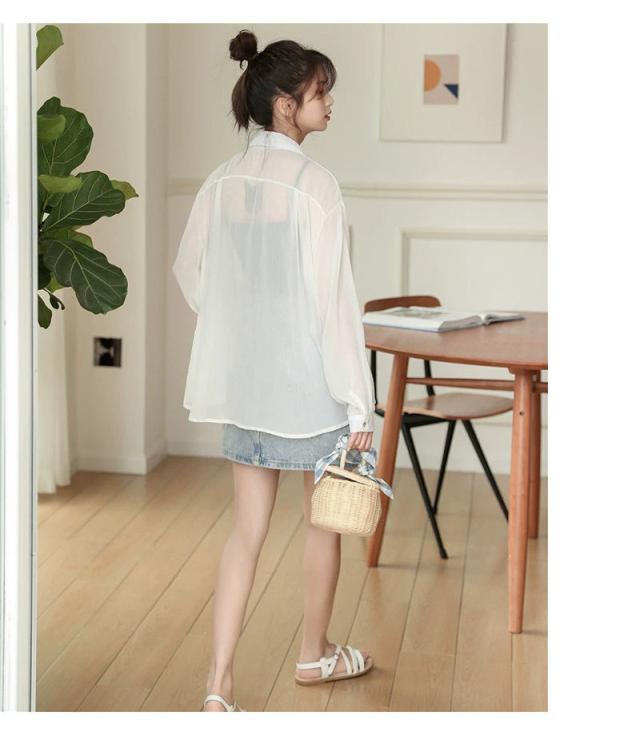 ブラウス レディース シースルー レディース シャツ ブラウス 長袖 ブラウス レディース 長袖 白 シアーシャツ 透け感 ロングシャツの通販はau Pay マーケット Evergreen エバーグリーン