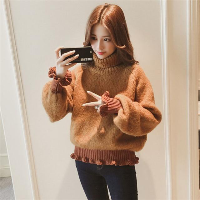 タートルネック ニット レディース タートルネックセーター フリル ゆったり オーバーサイズ ボリューム袖 ガーリー フェミニン デート の通販はau Pay マーケット Evergreen エバーグリーン