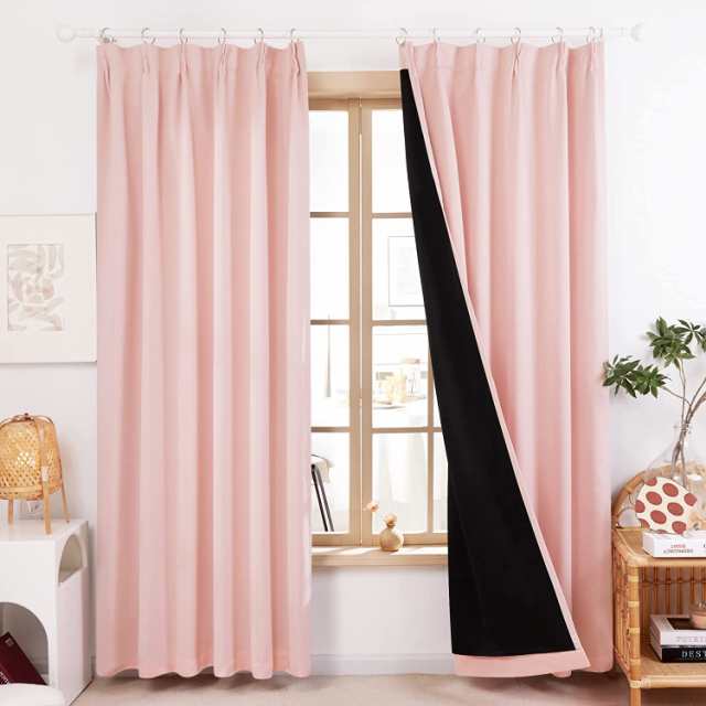 ニトリ 遮光カーテン ピンク 幅100×丈135cm×2枚 通販