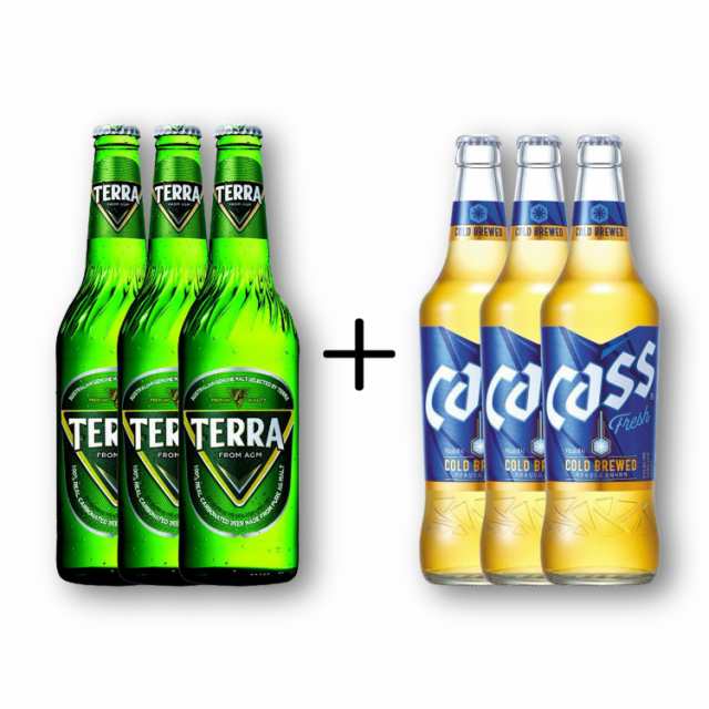 韓国ビール飲み比べセット CASS ビール(瓶) 500ml x 3本 + TERRA ビール(瓶) 500ml x 3本 SET ★ 韓国 No.1  瓶ビール テラビール 清浄麦｜au PAY マーケット