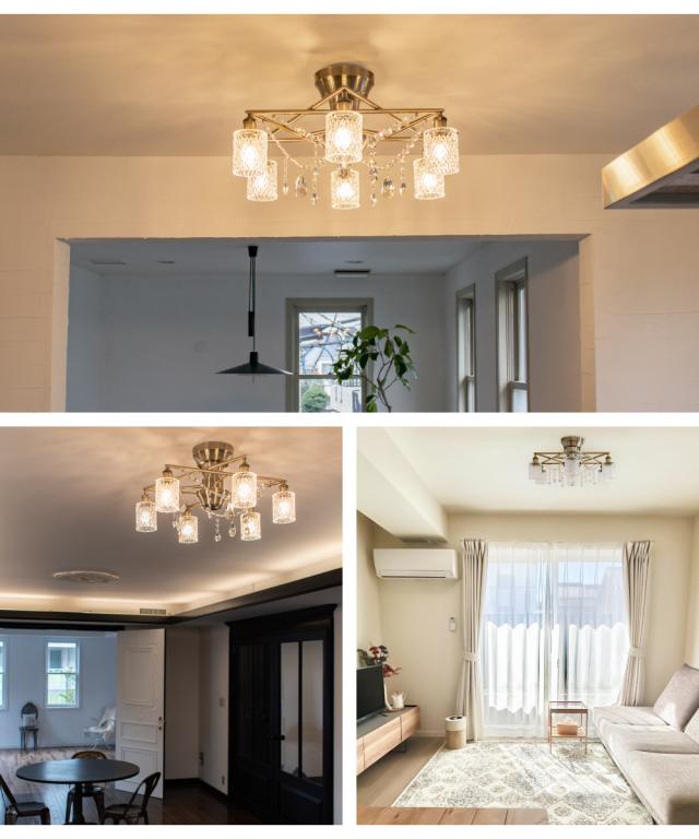 Ampoule】 シャンデリア シーリングライト 6灯 ガラス クリスタル