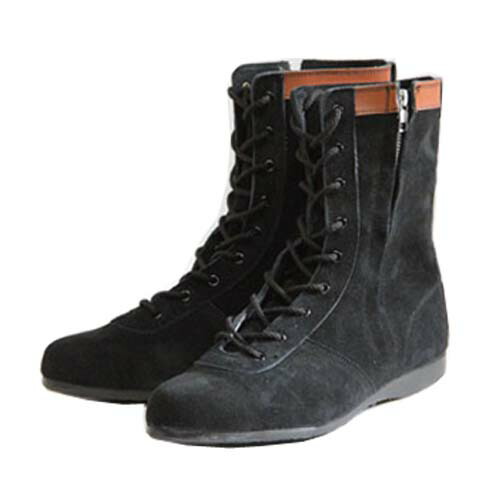 安全靴 青木産業 L53H1 サイドファスナー付 半長靴 23.5〜28.0cm スエード 鋼製先芯 紐 (w00015)