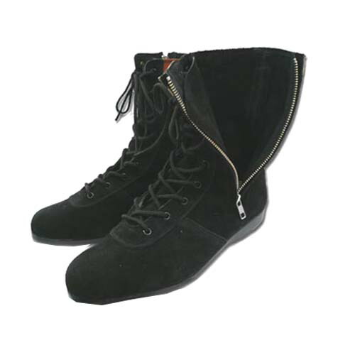 安全靴 青木産業 L53H1 サイドファスナー付 半長靴 23.5〜28.0cm スエード 鋼製先芯 紐 (w00015)