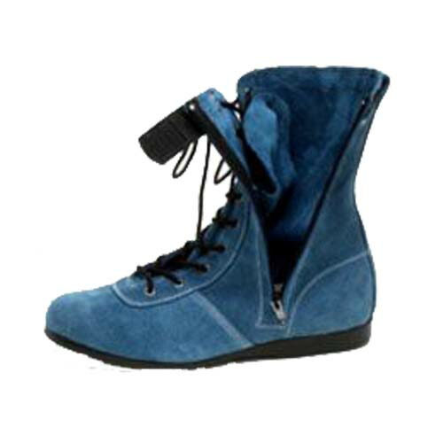 安全靴 半長靴 青木産業 技 零式5 ダルブルー 鋼鉄先芯 24.5〜28.0cm スエード 紐 サイドファスナー (w04504)