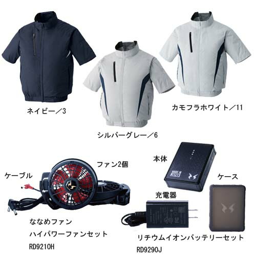 半袖 空調服/作業着  リチウムバッテリー付き LIPRO2 KU91720[▲][TP] 半袖 空調服⁄作業着 ファンカラー：グレー カラー：ブルー×ホワイト