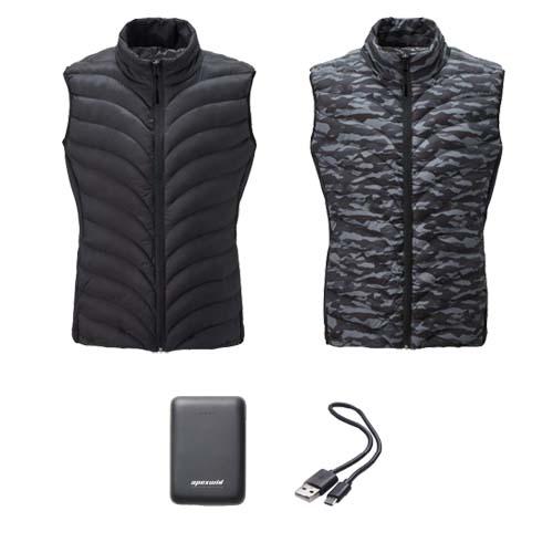 ヒートウェア 面ヒーターベストとバッテリーのセット アタックベース 60000 S M L LL 3L 5L (w05976)