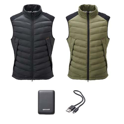 ヒートウェア ハイブリッドヒーターベストとバッテリーのセット アタックベース 70000 S M L LL 3L 5L (w05978)